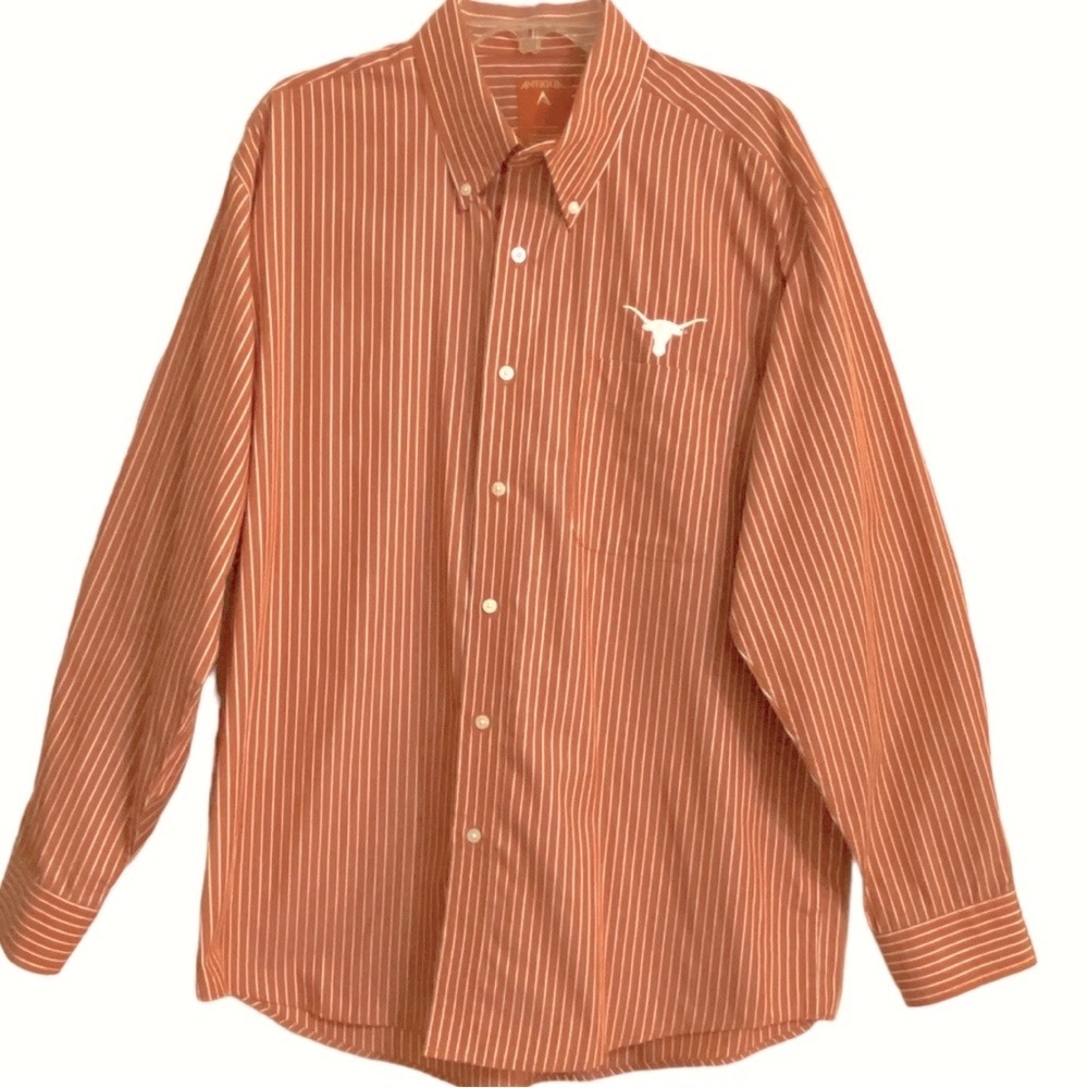Texas Longhorn Burnt Orange Striped Button Down - Sz L